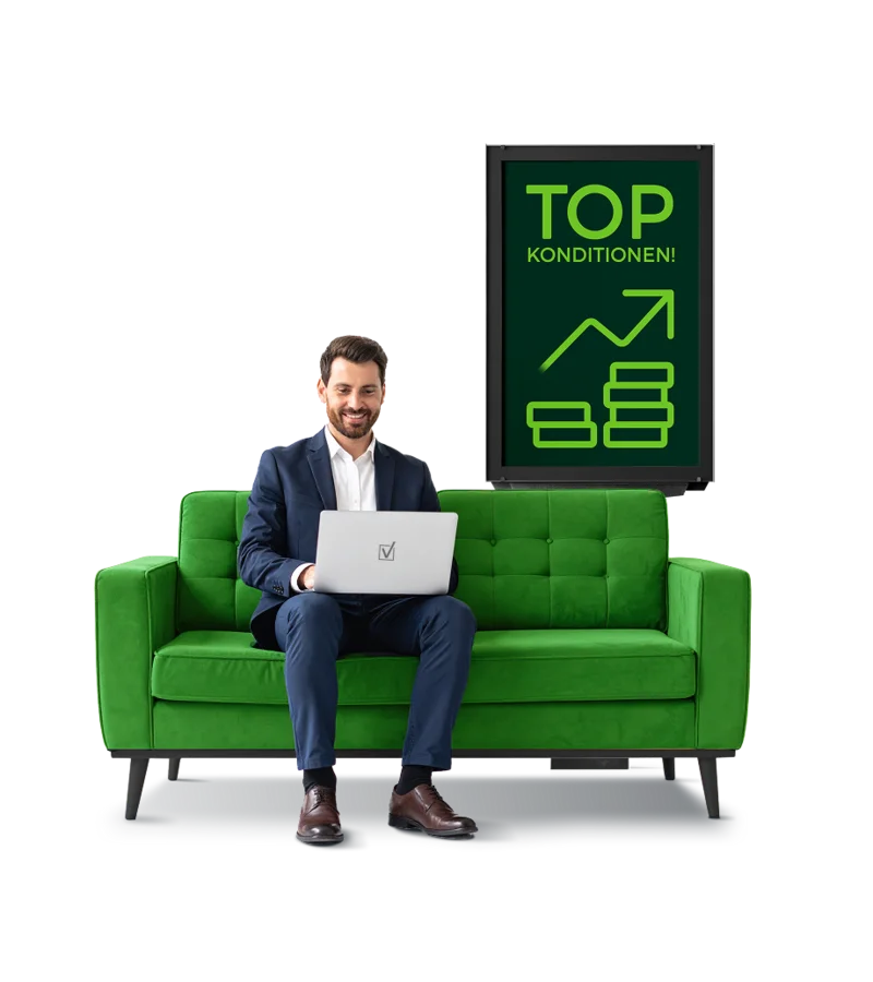 Unternehmer freut sich über Top Konditionen