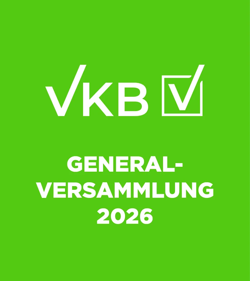 Eine Grafik mit dem Logo der VKB und dem Schriftzug "Generalversammlung 2026"