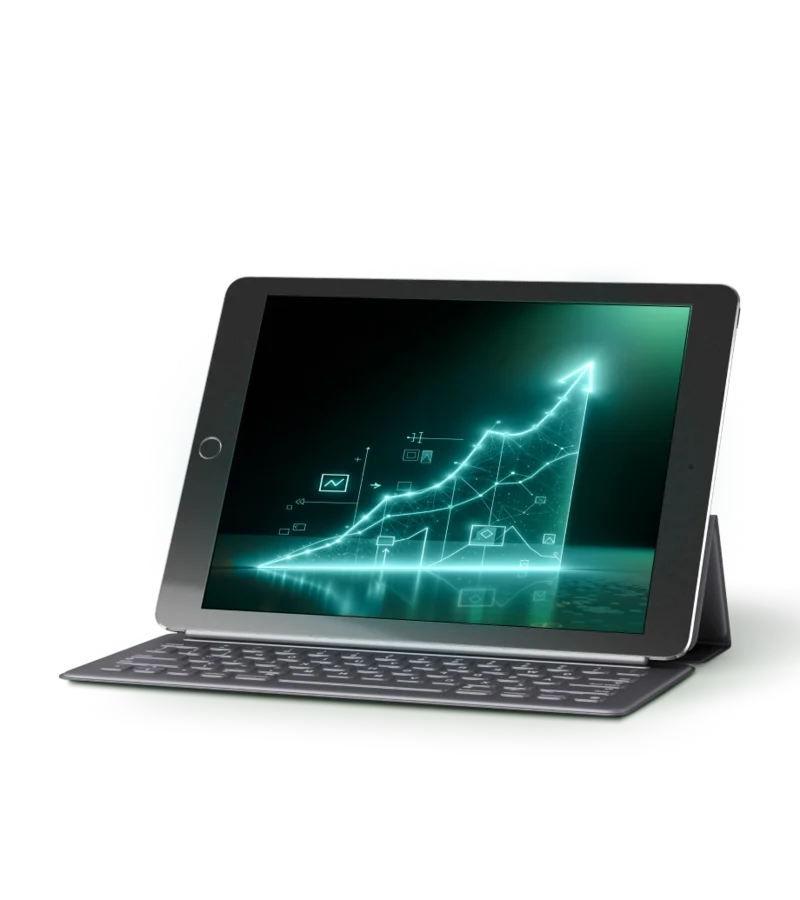 Tablet mit Darstellung einer Kursentwicklung